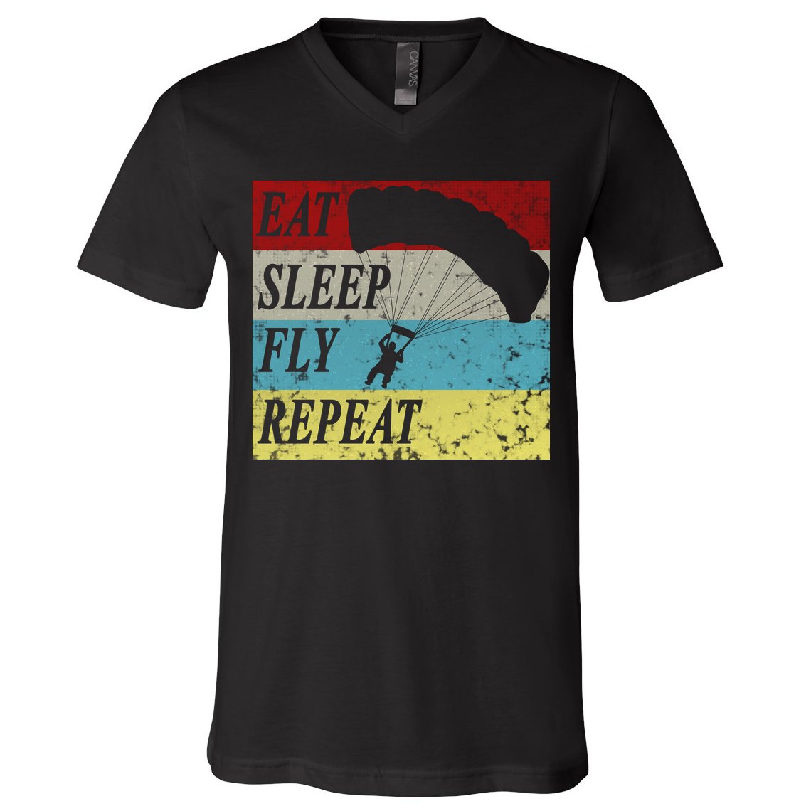 Skydiving Parachute Paraglide Vintage V-Neck T-Shirt