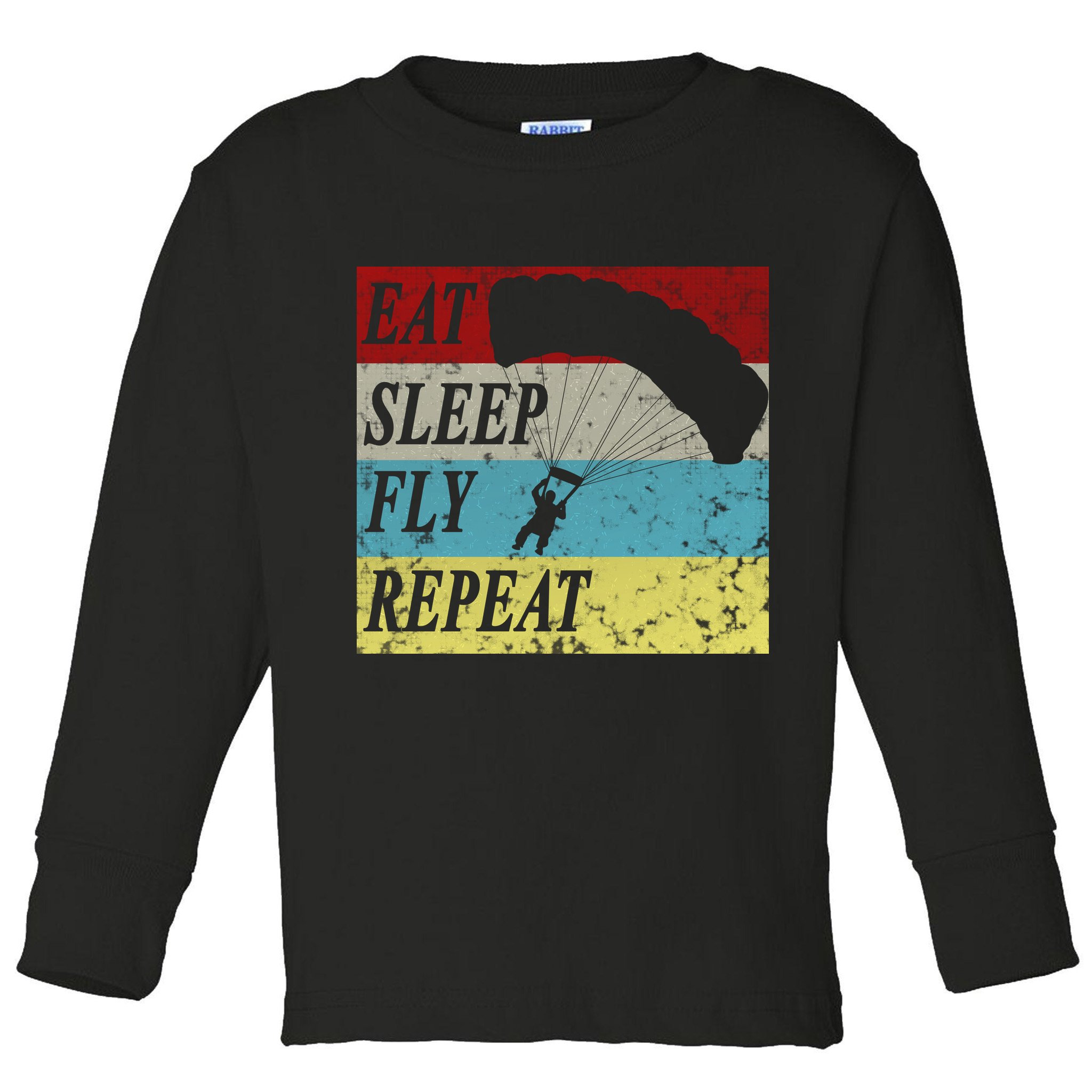 Skydiving Parachute Paraglide Vintage Toddler Long Sleeve Shirt