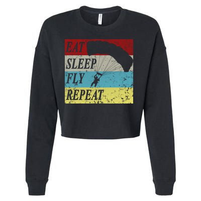Skydiving Parachute Paraglide Vintage Cropped Pullover Crew