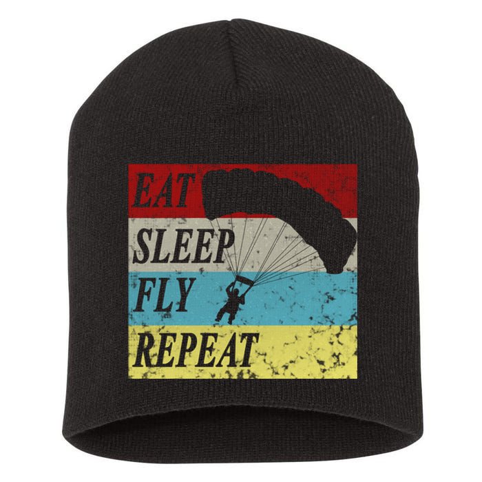 Skydiving Parachute Paraglide Vintage Short Acrylic Beanie