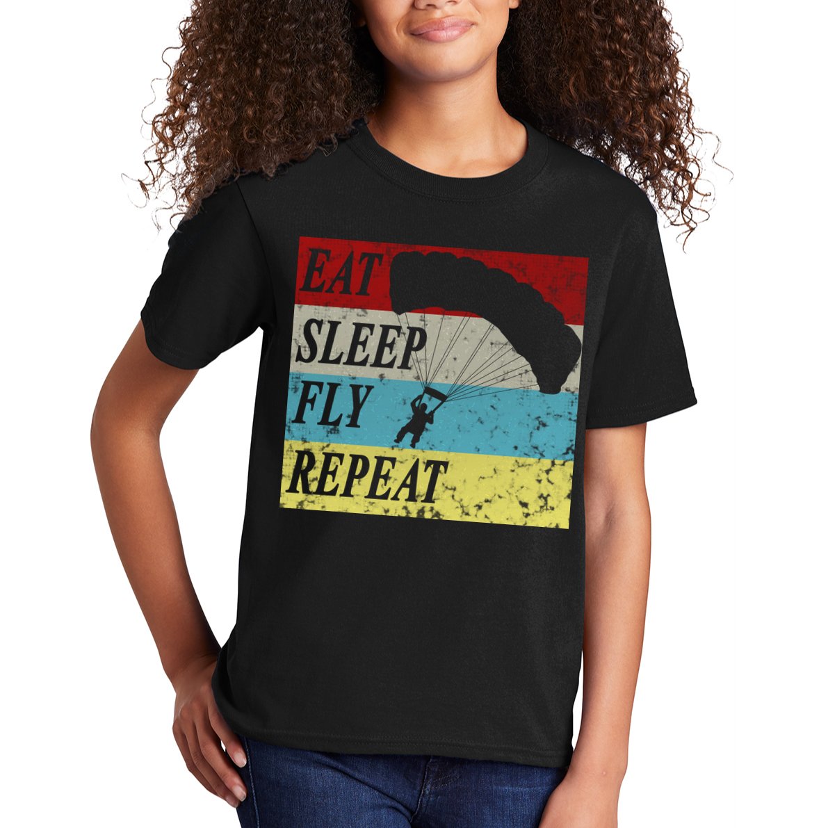 Skydiving Parachute Paraglide Vintage Kids T-Shirt