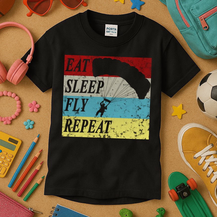 Skydiving Parachute Paraglide Vintage Kids T-Shirt