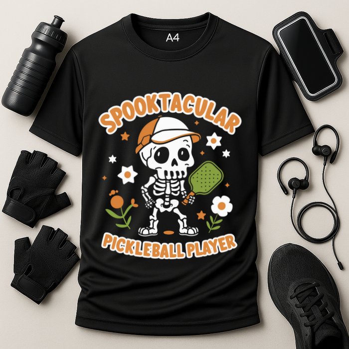 Spooktacular Pickleball Player Ghost Pumpkin Cute Gift Cooling Performance Crew T-Shirt