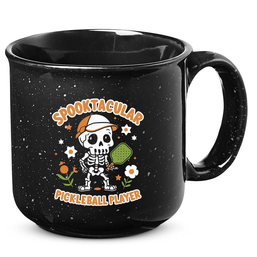 Spooktacular Pickleball Player Ghost Pumpkin Cute Gift 15oz Campfire Ceramic Mug