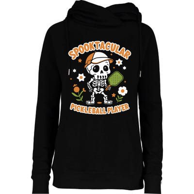 Spooktacular Pickleball Player Ghost Pumpkin Cute Gift Womens Funnel Neck Pullover Hood