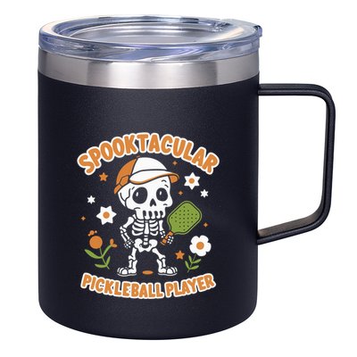 Spooktacular Pickleball Player Ghost Pumpkin Cute Gift 12oz Stainless Steel Coffee Mug