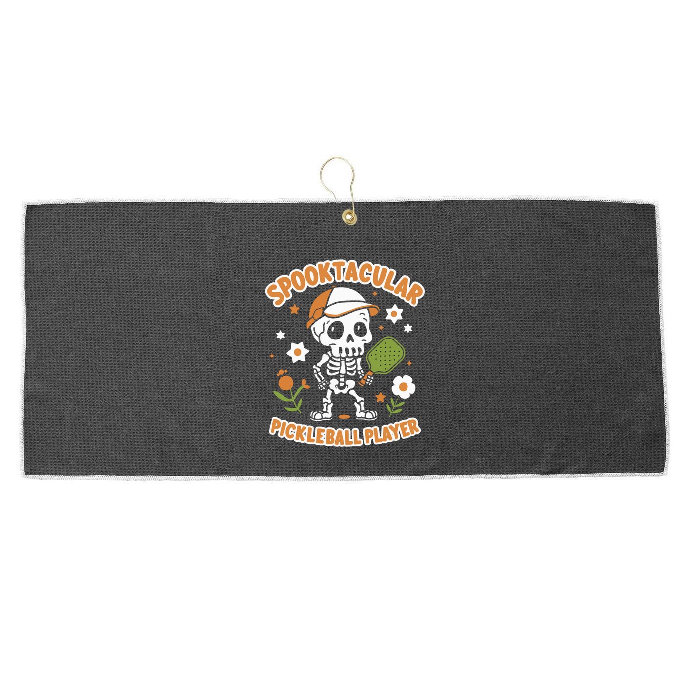Spooktacular Pickleball Player Ghost Pumpkin Cute Gift Large Microfiber Waffle Golf Towel