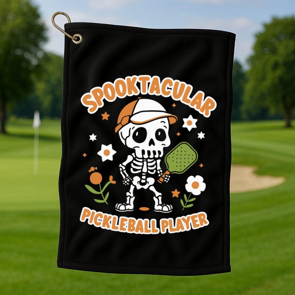Spooktacular Pickleball Player Ghost Pumpkin Cute Gift Golf Towel