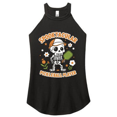 Spooktacular Pickleball Player Ghost Pumpkin Cute Gift Women's Perfect Tri Rocker Tank