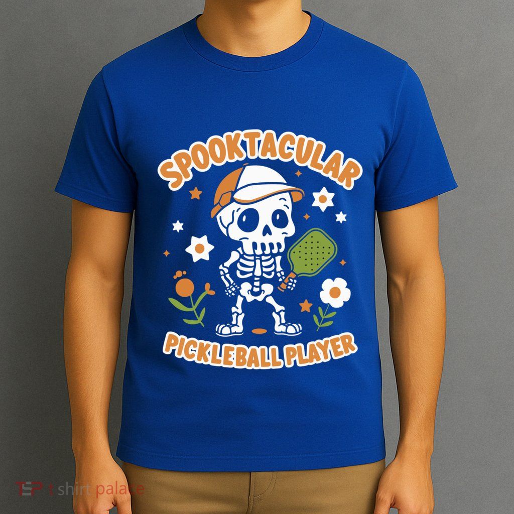 Spooktacular Pickleball Player Ghost Pumpkin Cute Gift T-Shirt
