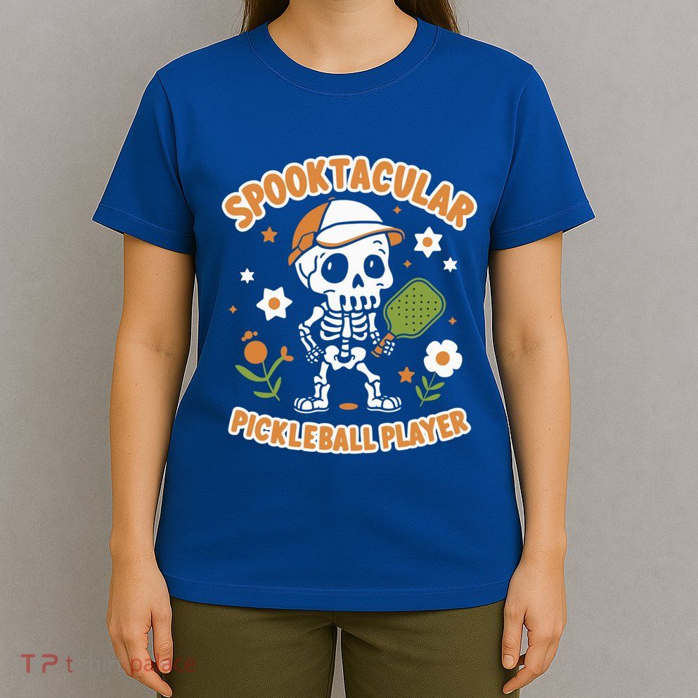 Spooktacular Pickleball Player Ghost Pumpkin Cute Gift T-Shirt