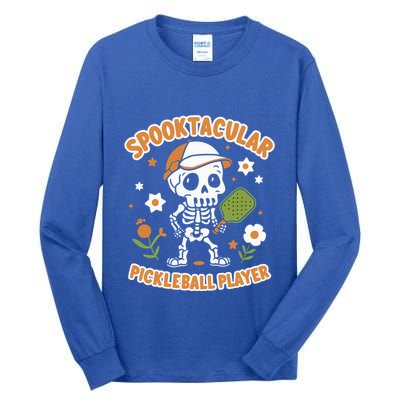 Spooktacular Pickleball Player Ghost Pumpkin Cute Gift Tall Long Sleeve T-Shirt