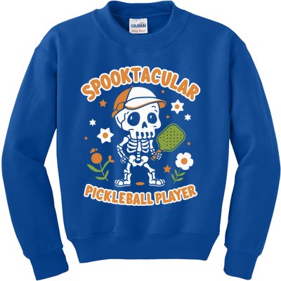 Spooktacular Pickleball Player Ghost Pumpkin Cute Gift Kids Sweatshirt