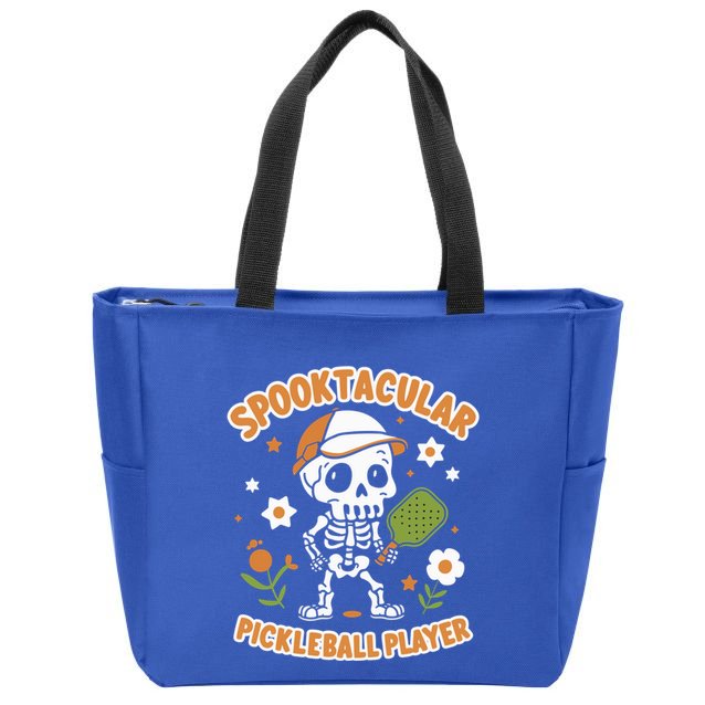 Spooktacular Pickleball Player Ghost Pumpkin Cute Gift Zip Tote Bag