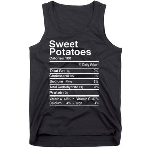 Sweet Potato Pie Costume Thanksgiving Food Nutrition Facts Tank Top