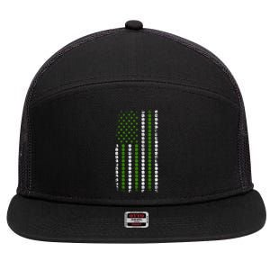 St Patrick`s Patricks Day Cloverleaf Irish America Flag Great Gift 7 Panel Mesh Trucker Snapback Hat