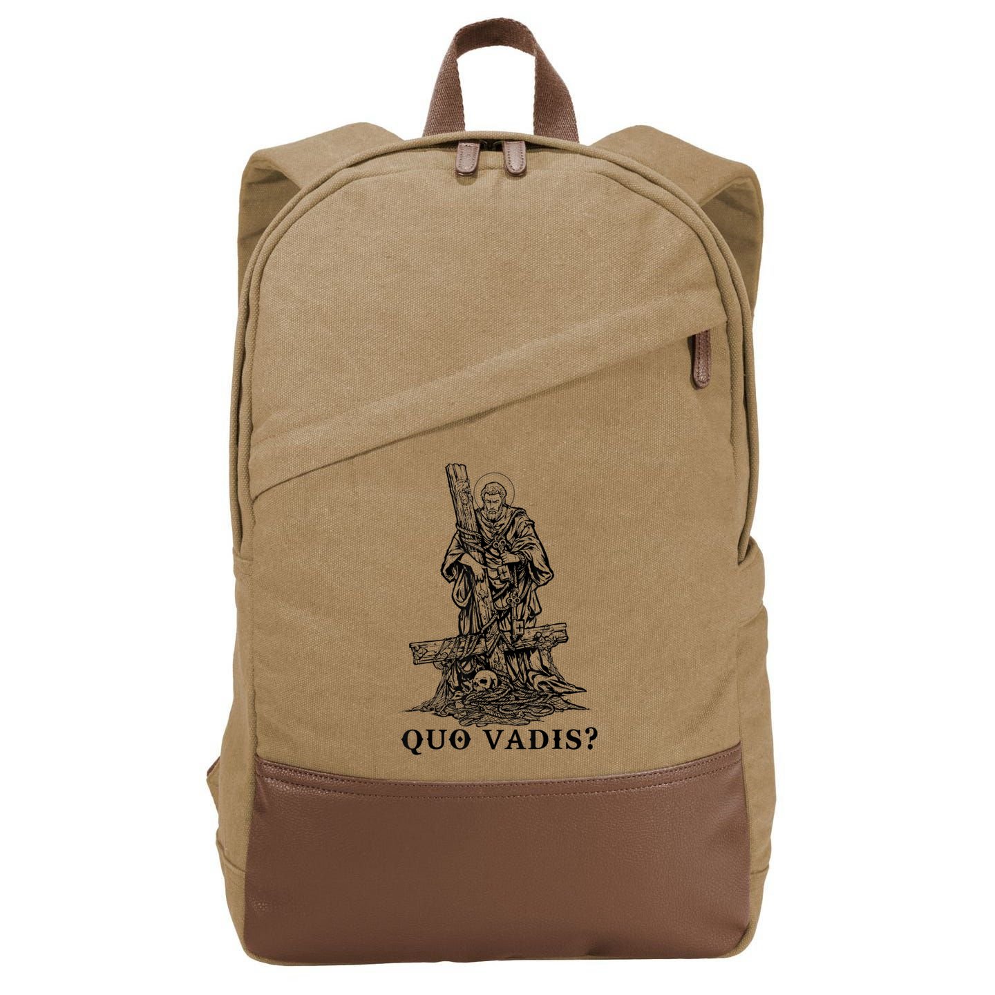 Saint Peter Quo Vadis Catholic Christian Jesus Cotton Canvas Backpack