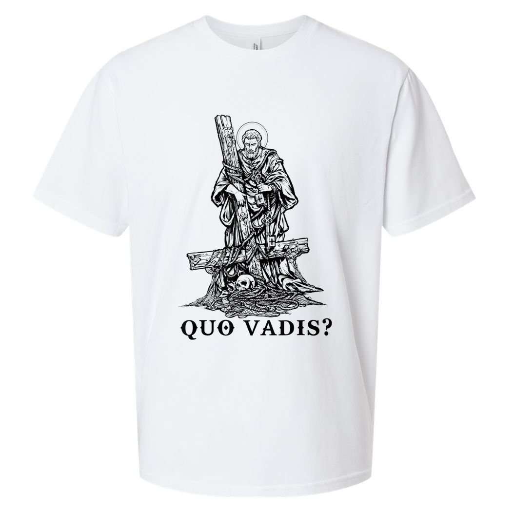 Saint Peter Quo Vadis Catholic Christian Jesus Sueded Cloud Jersey T-Shirt