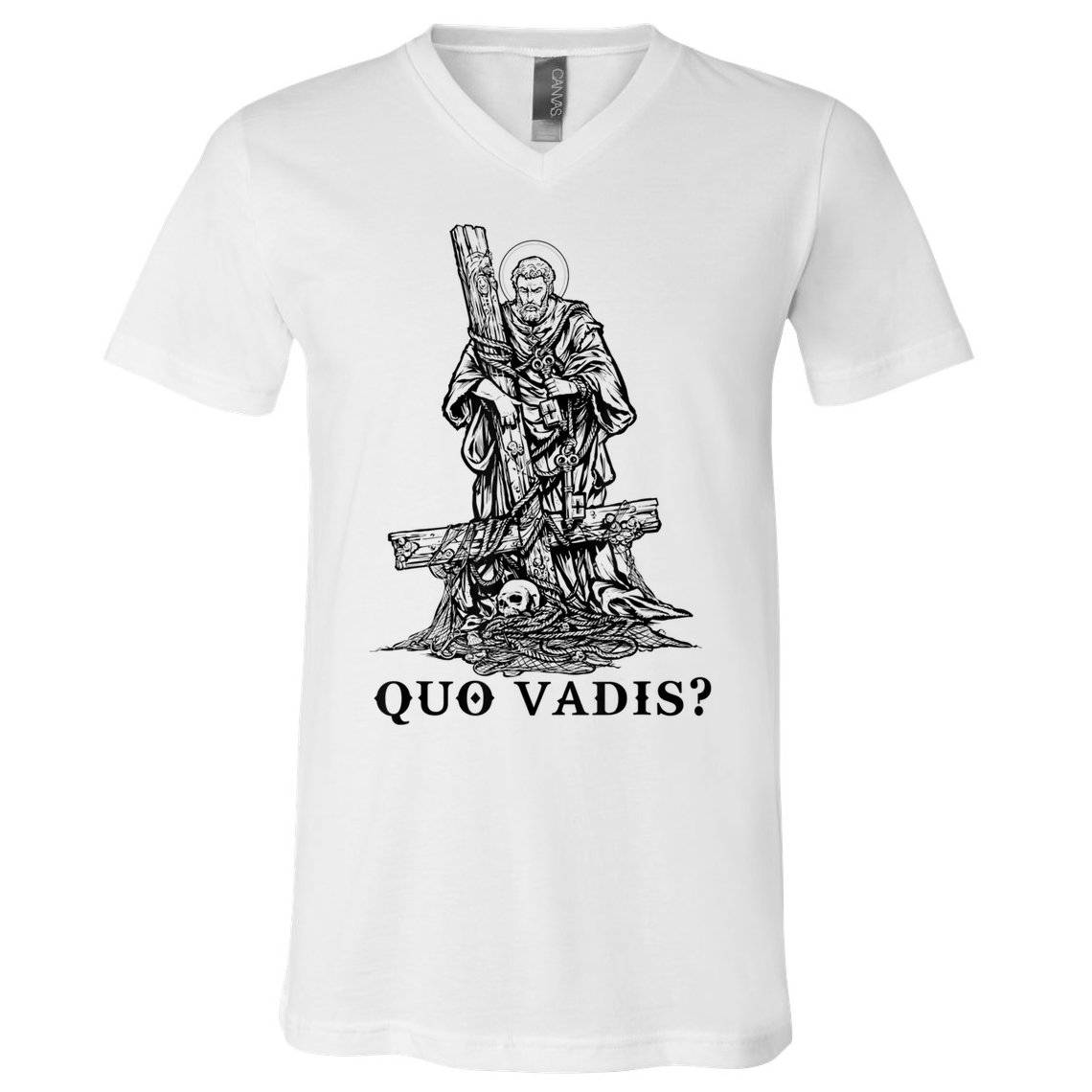 Saint Peter Quo Vadis Catholic Christian Jesus V-Neck T-Shirt
