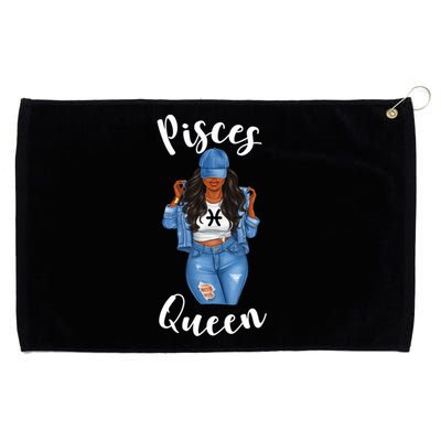 Streetwise Pisces Queen Black Zodiac Birthday March Gift Grommeted Golf Towel