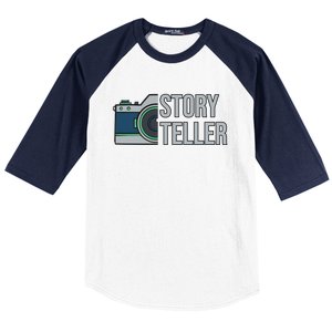 Storyteller Photography Quote Saying Camera For Photographer Gift Baseball Sleeve Shirt