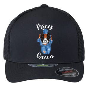 Streetwise Pisces Queen Black Zodiac Birthday March Meaningful Gift Flexfit Unipanel Trucker Cap