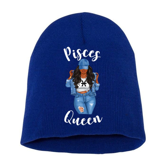 Streetwise Pisces Queen Black Zodiac Birthday March Meaningful Gift Short Acrylic Beanie