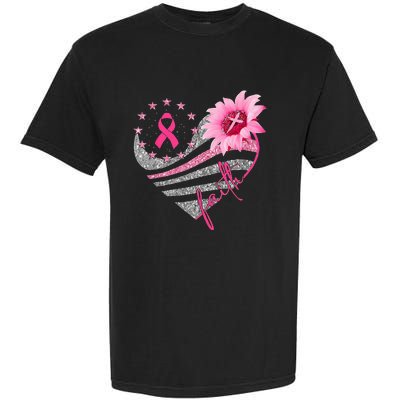 Sunflower Pink Ribbon Faith Breast Cancer Awareness Garment-Dyed Heavyweight T-Shirt