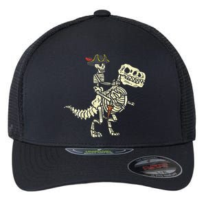 Spooky Pirate Riding Trex Halloween Costume Flexfit Unipanel Trucker Cap