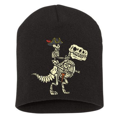 Spooky Pirate Riding Trex Halloween Costume Short Acrylic Beanie