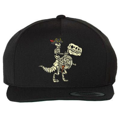 Spooky Pirate Riding Trex Halloween Costume Wool Snapback Cap