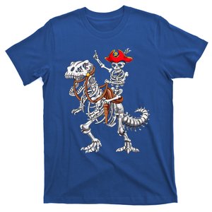 Skeleton Pirate Riding Skeleton Dinosaur Halloween T-Shirt