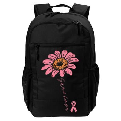 Sunflower Pink Ribbon Breast Cancer Survivor Awareness Daily Commute Backpack