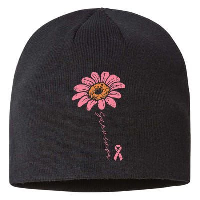 Sunflower Pink Ribbon Breast Cancer Survivor Awareness Sustainable Beanie