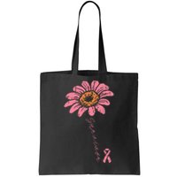 Sunflower Pink Ribbon Breast Cancer Survivor Awareness Tote Bag