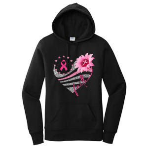 Sunflower Pink Ribbon Faith Breast Cancer Awareness Women's Pullover Hoodie