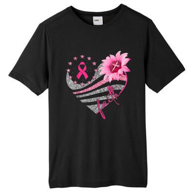 Sunflower Pink Ribbon Faith Breast Cancer Awareness Tall Fusion ChromaSoft Performance T-Shirt