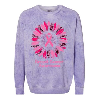 Sunflower Pink Ribbon Breast Cancer Awareness Colorblast Crewneck Sweatshirt