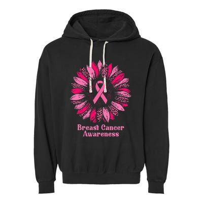 Sunflower Pink Ribbon Breast Cancer Awareness Garment-Dyed Fleece Hoodie