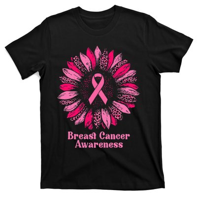 Sunflower Pink Ribbon Breast Cancer Awareness T-Shirt