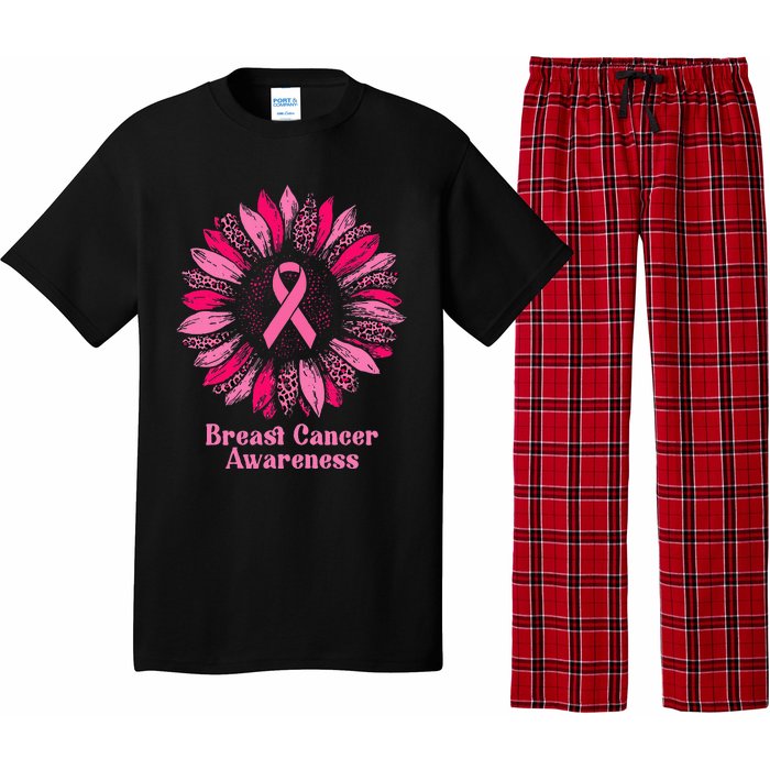 Sunflower Pink Ribbon Breast Cancer Awareness Pajama Set