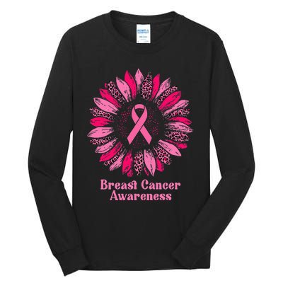 Sunflower Pink Ribbon Breast Cancer Awareness Tall Long Sleeve T-Shirt