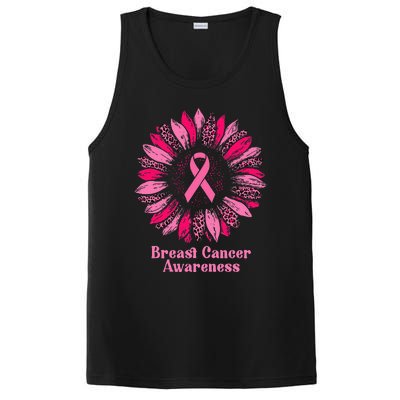 Sunflower Pink Ribbon Breast Cancer Awareness PosiCharge Competitor Tank