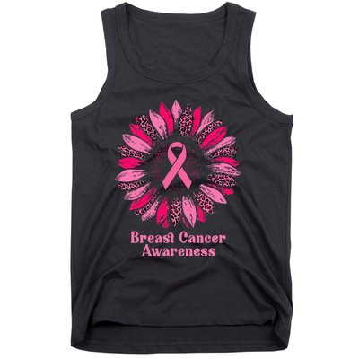 Sunflower Pink Ribbon Breast Cancer Awareness Tank Top