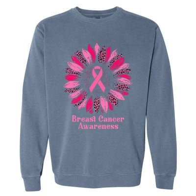 Sunflower Pink Ribbon Breast Cancer Awareness Garment-Dyed Sweatshirt