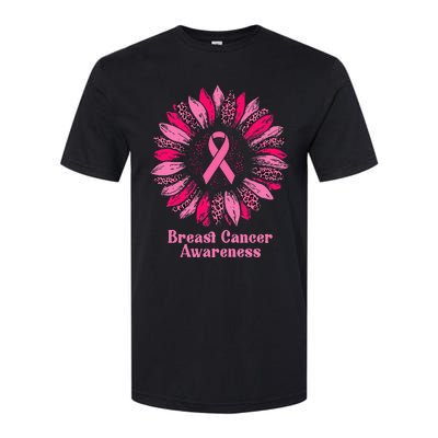 Sunflower Pink Ribbon Breast Cancer Awareness Softstyle CVC T-Shirt