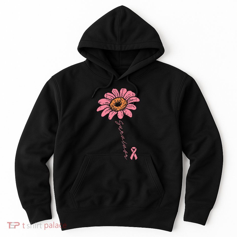 Sunflower Pink Ribbon Breast Cancer Survivor Awareness Hoodie
