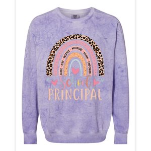 School Principal Rainbow Leopard Funny School Principal Colorblast Crewneck Sweatshirt