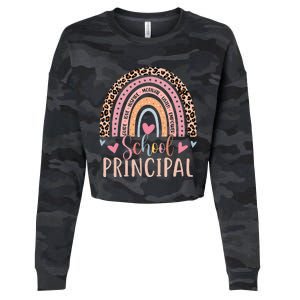 School Principal Rainbow Leopard Funny School Principal Cropped Pullover Crew