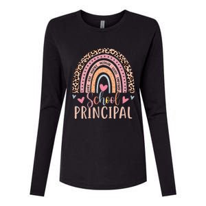 School Principal Rainbow Leopard Funny School Principal Womens Cotton Relaxed Long Sleeve T-Shirt